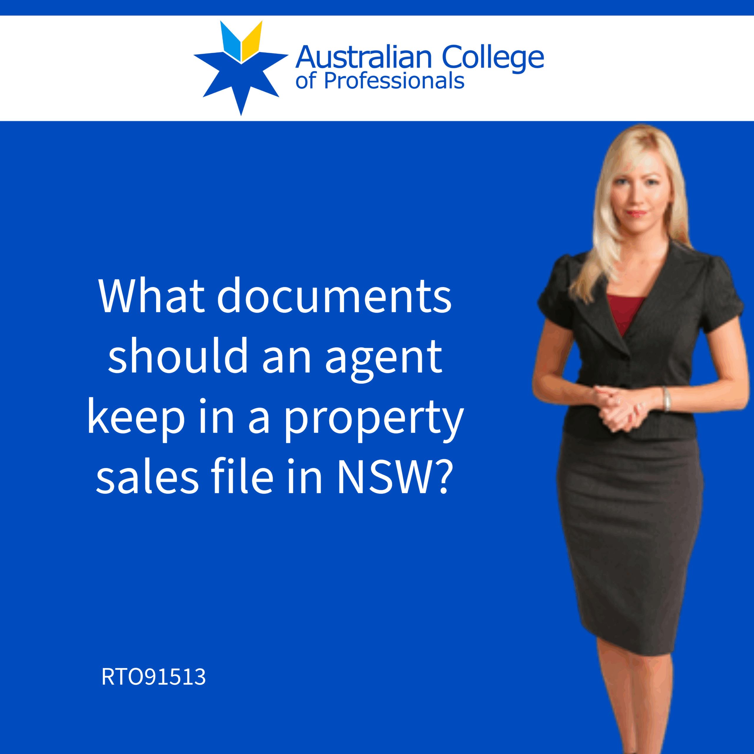 What documents should an agent keep in a property sales file in NSW?