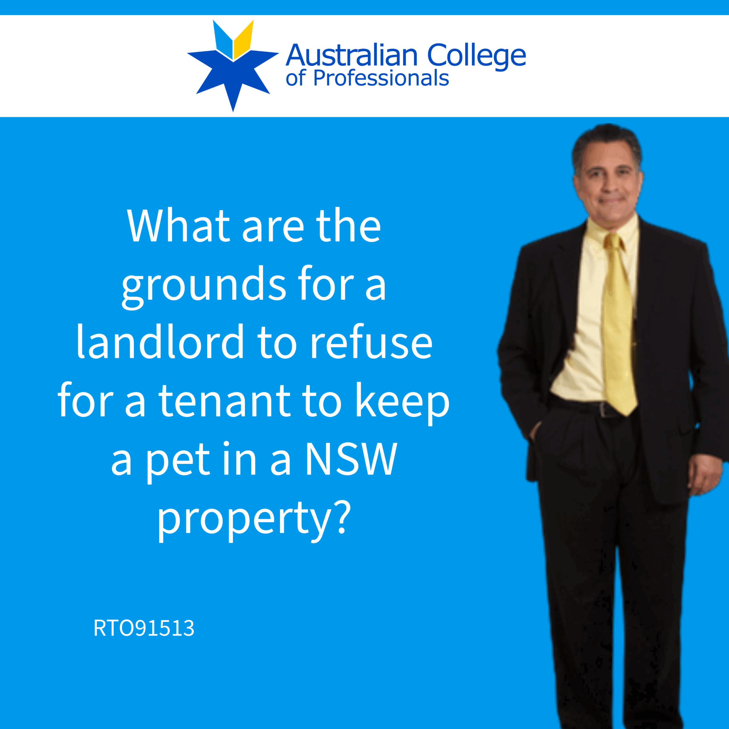 What are the grounds for a landlord to refuse for a tenant to keep a pet in a NSW property?
